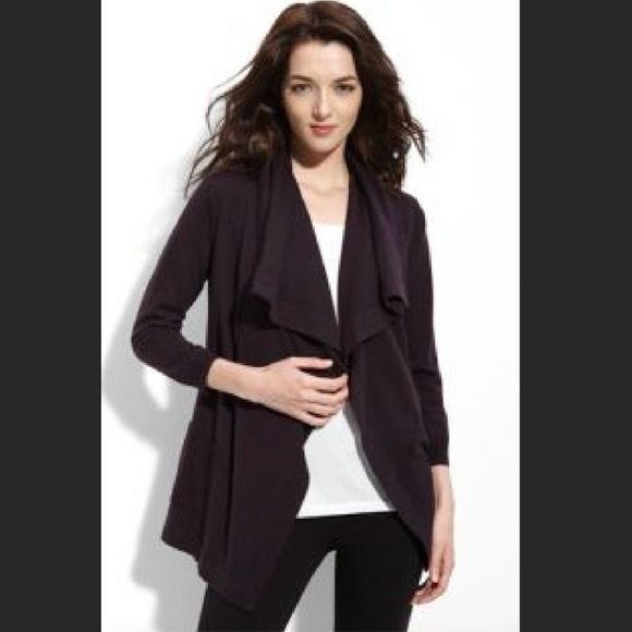 Theory Sweaters - NWOT Theory Maritza Purple Open Front Waterfall Cardigan Sweater